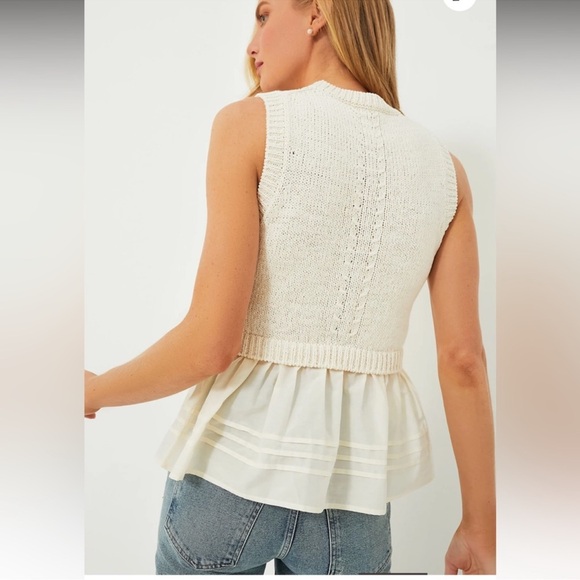 NWT Ulla Johnson Edda Elegant Sleeveless Knit Peplum Silk & Cotton Top Ivory - Picture 11 of 16